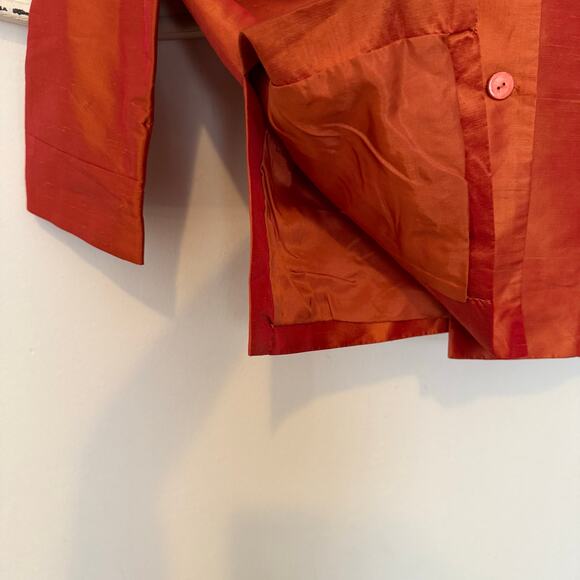Vtg Rafaella 100% Silk Button Front Y2K Blazer Burnt Orange Womens 8 - Picture 5 of 6